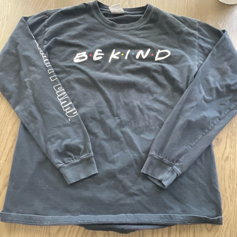 Be Happy Brand Shirt Mens Medium Black Be Kind Tee  Long Sleeve Vintage Rare